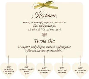 PREZENT DLA MĘŻA CHŁOPAKA na urodziny, bon, kupon