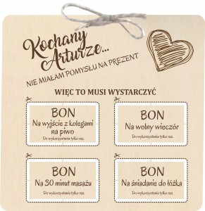 WALENTYNKI TABLICZKA Z BONAMI PERSONALIZACJA