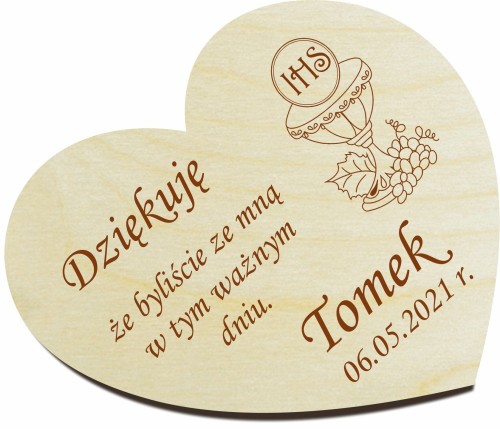 Podziękowanie dla gości komunia chrzest magnes