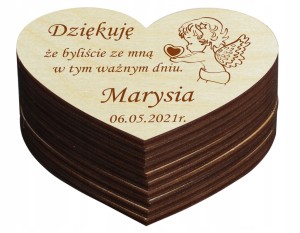 Chrzest Podziękowanie dla Gości Serce 10 szt