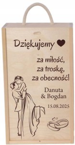 SKRZYNKA NA WINO PODWÓJNA PODZIĘKOWANIE DLA RODZICÓW IMIONA ŚLUB GRAWER